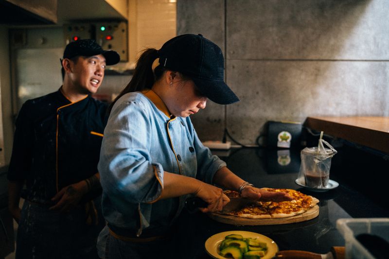 Pizzana team working together in our Los Angeles kitchen