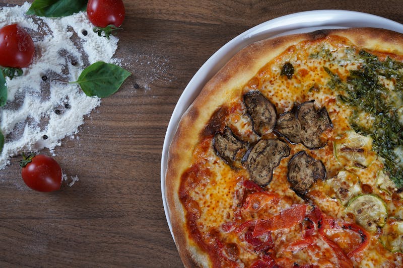 Veggie Supreme pizza with fresh vegetables at Pizzana